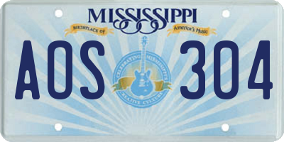 MS license plate AOS304