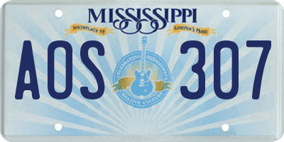 MS license plate AOS307