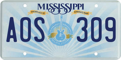 MS license plate AOS309