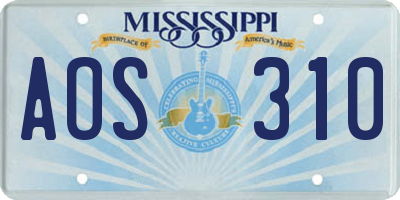 MS license plate AOS310