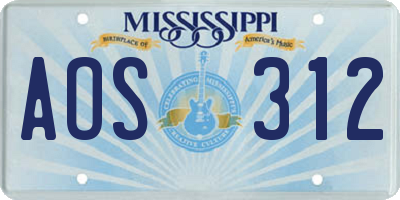 MS license plate AOS312