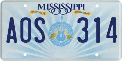 MS license plate AOS314