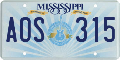 MS license plate AOS315