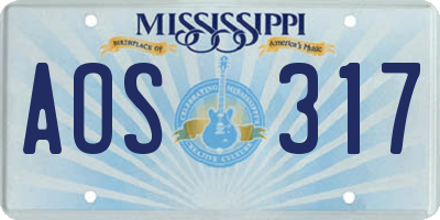 MS license plate AOS317