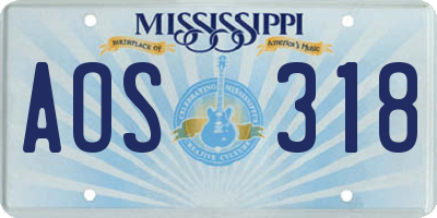 MS license plate AOS318