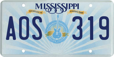 MS license plate AOS319