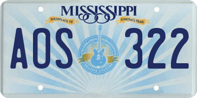 MS license plate AOS322