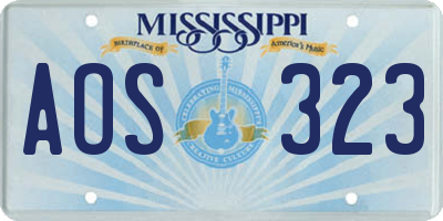 MS license plate AOS323
