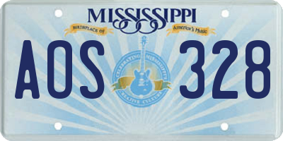 MS license plate AOS328