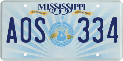 MS license plate AOS334