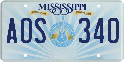 MS license plate AOS340