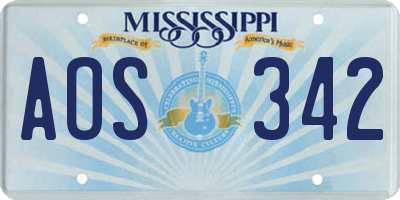 MS license plate AOS342