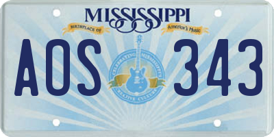 MS license plate AOS343