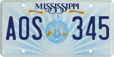 MS license plate AOS345