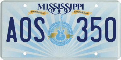 MS license plate AOS350