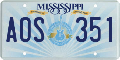 MS license plate AOS351
