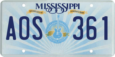 MS license plate AOS361