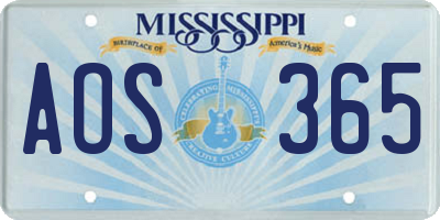 MS license plate AOS365
