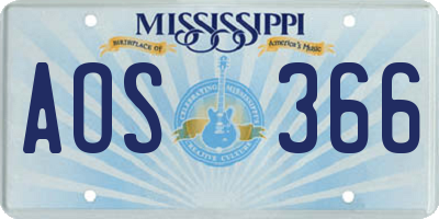 MS license plate AOS366