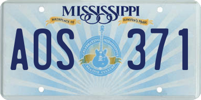 MS license plate AOS371