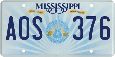 MS license plate AOS376