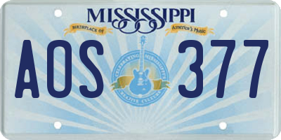 MS license plate AOS377
