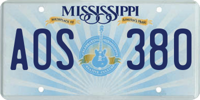 MS license plate AOS380