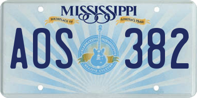 MS license plate AOS382