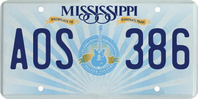 MS license plate AOS386