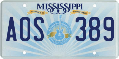 MS license plate AOS389