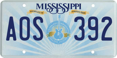 MS license plate AOS392
