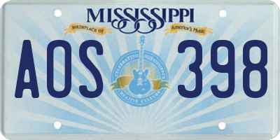 MS license plate AOS398