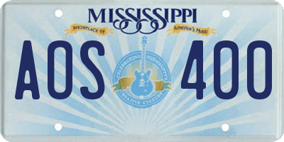 MS license plate AOS400