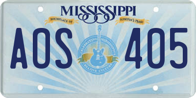 MS license plate AOS405