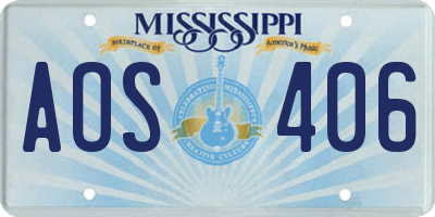 MS license plate AOS406