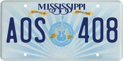 MS license plate AOS408