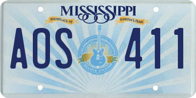 MS license plate AOS411