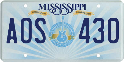 MS license plate AOS430