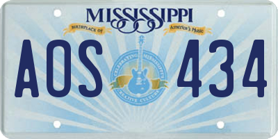 MS license plate AOS434