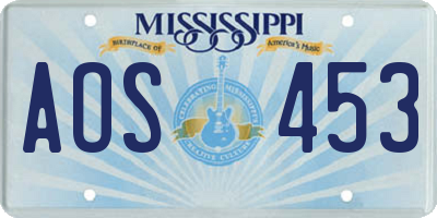 MS license plate AOS453