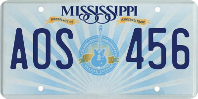 MS license plate AOS456
