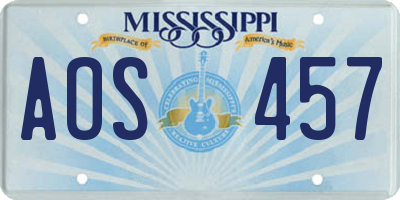 MS license plate AOS457