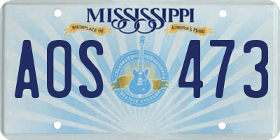 MS license plate AOS473