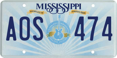 MS license plate AOS474