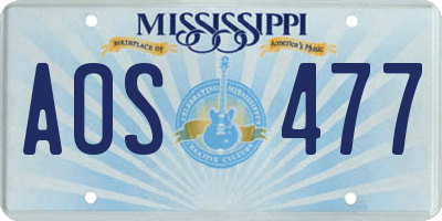 MS license plate AOS477