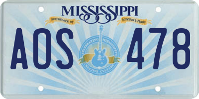 MS license plate AOS478
