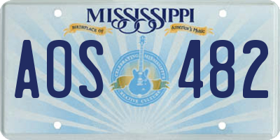 MS license plate AOS482