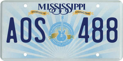 MS license plate AOS488
