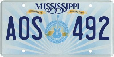 MS license plate AOS492