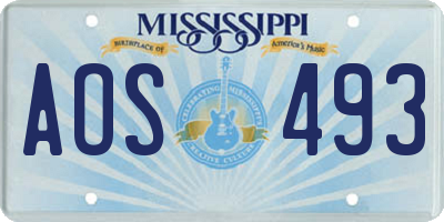 MS license plate AOS493